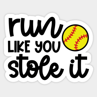 Run Like You Stole It Softball Player Mom Dad Funny Sticker